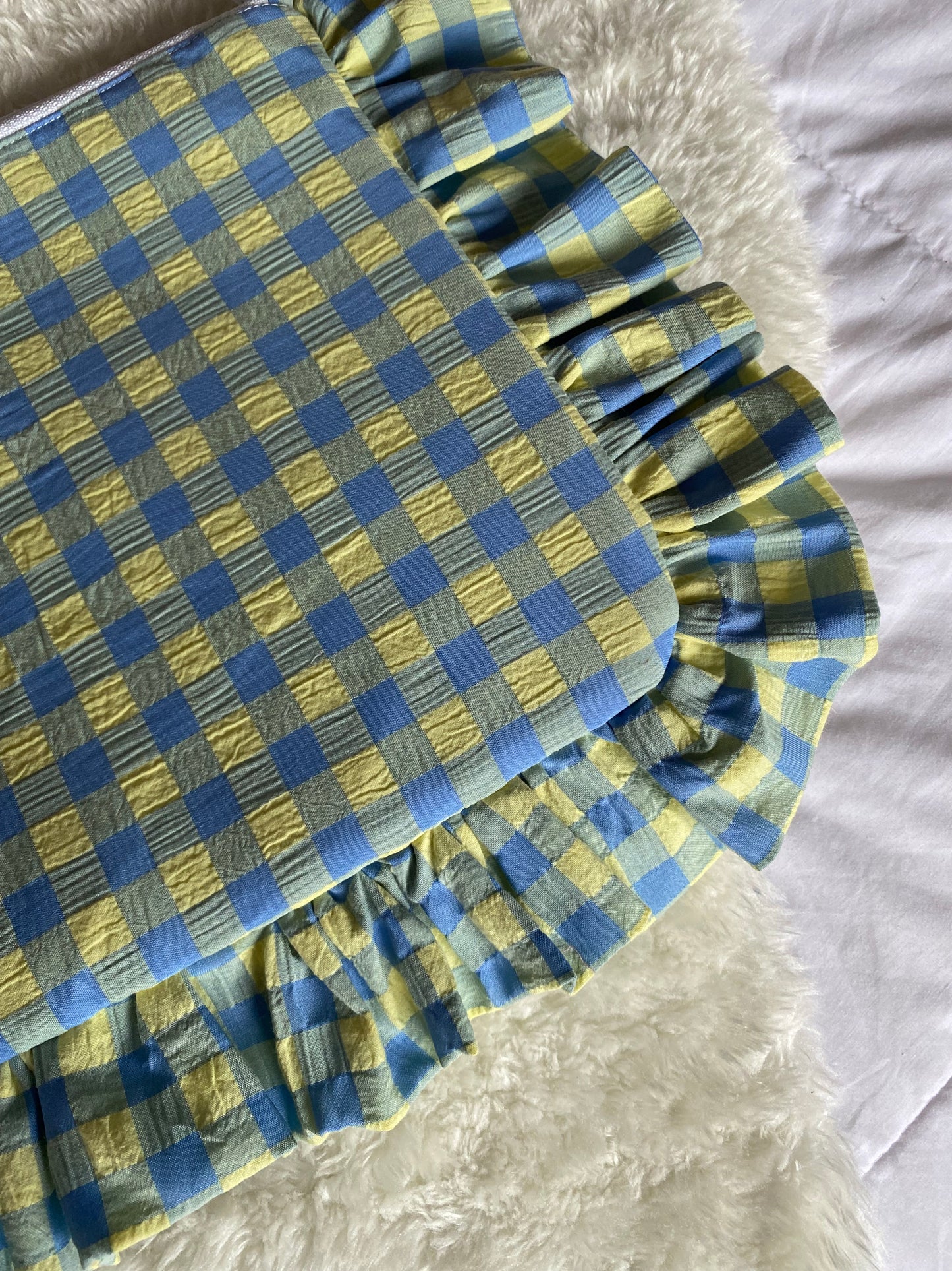Ruffle Laptop Case- Blue and Yellow Gingham