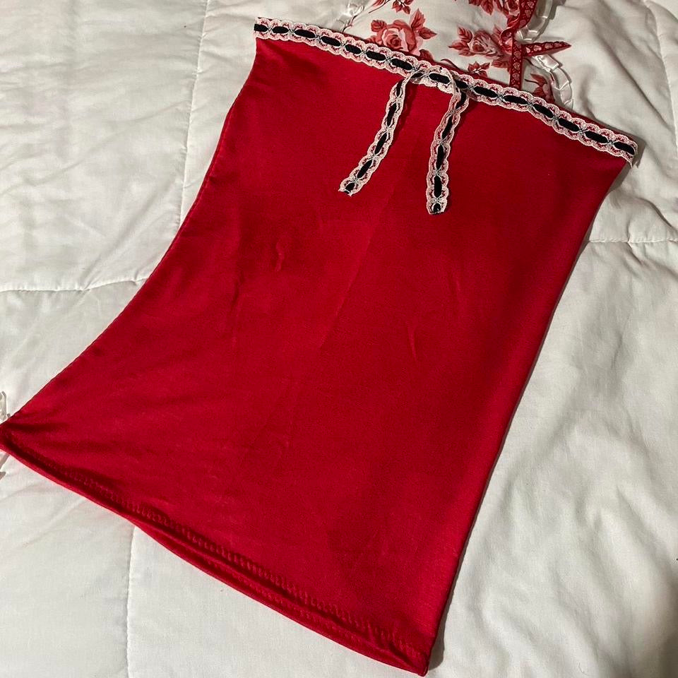Strapless Top in Ruby Red