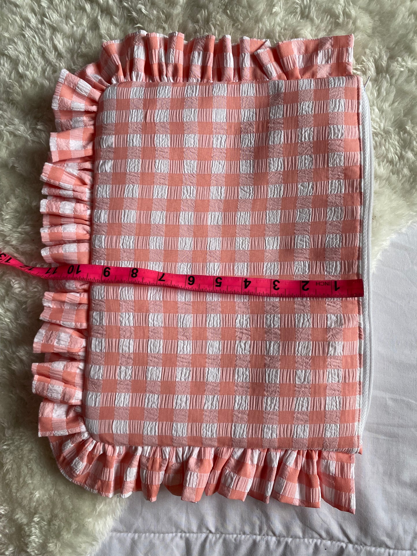 Ruffle Laptop Case- Pink and White Gingham