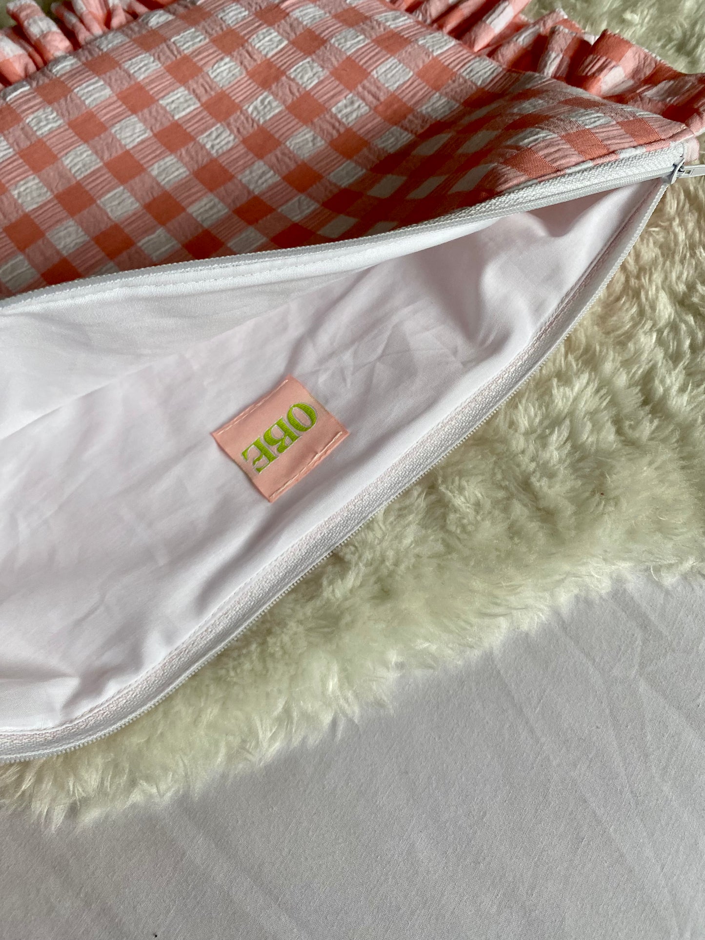 Ruffle Laptop Case- Pink and White Gingham
