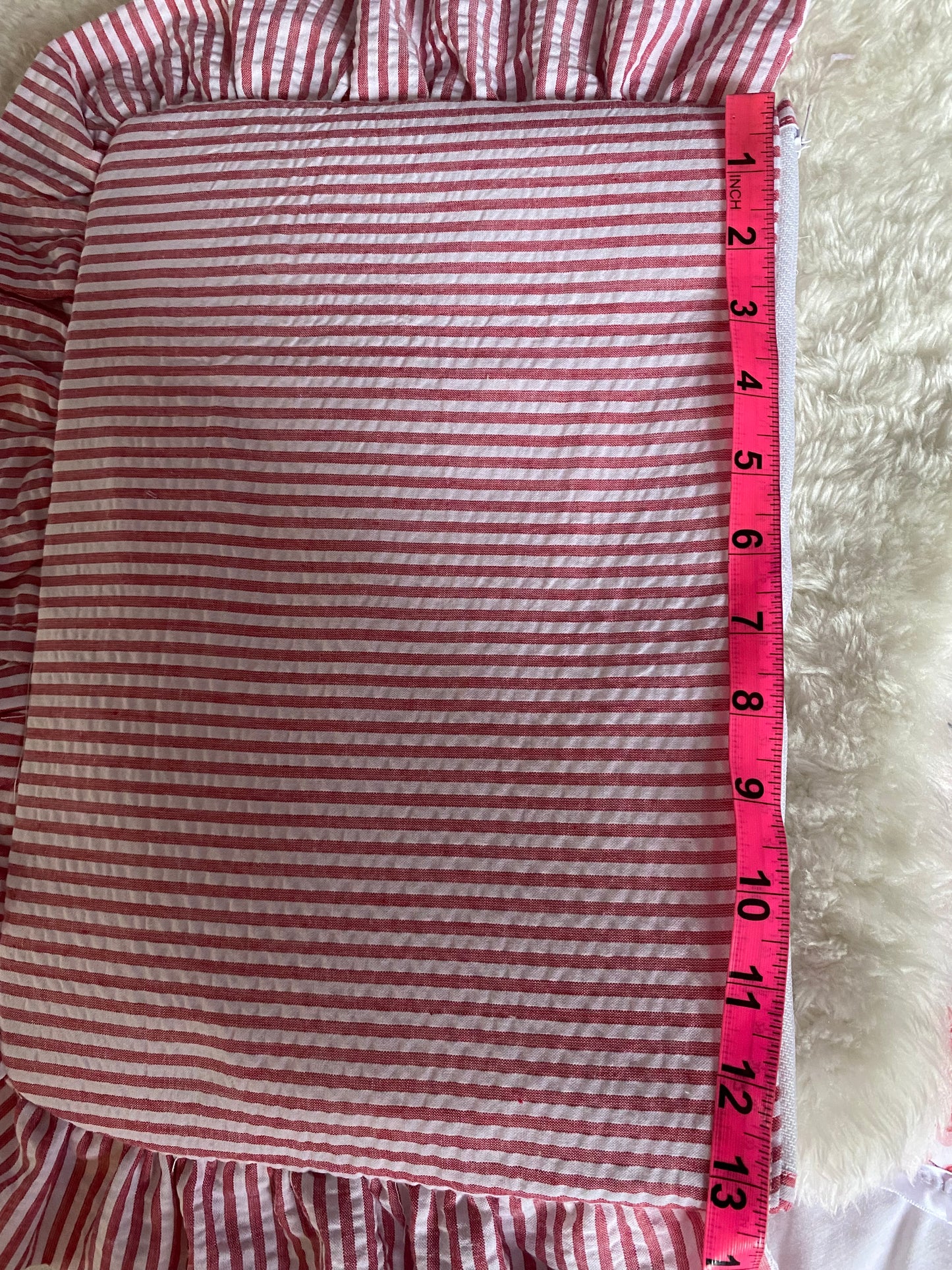 Ruffle Laptop Case- Red and White Striped