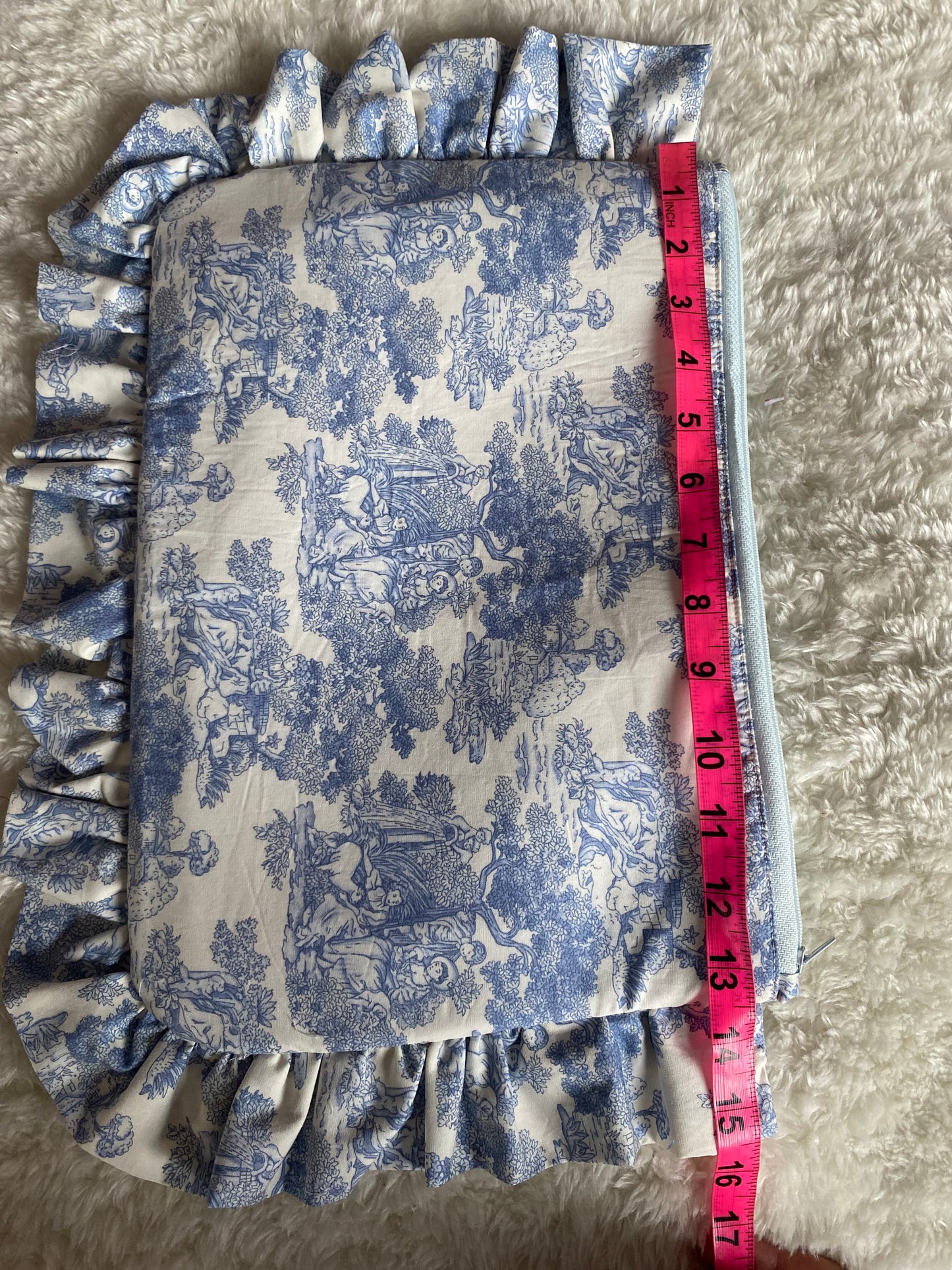 Ruffle Laptop Case- Toile de Jouy