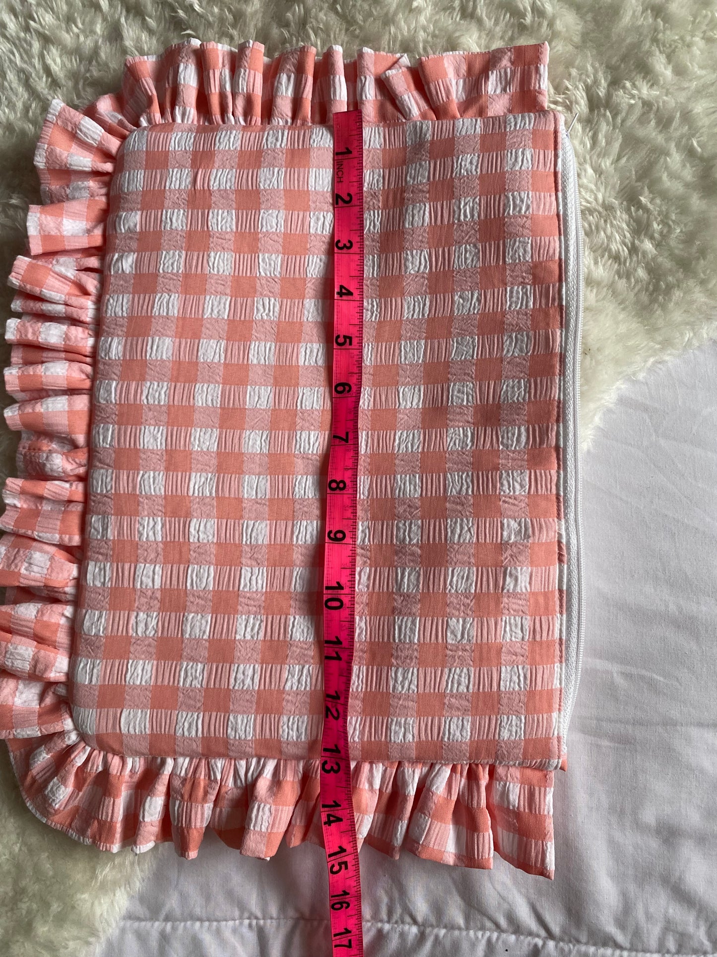 Ruffle Laptop Case- Pink and White Gingham
