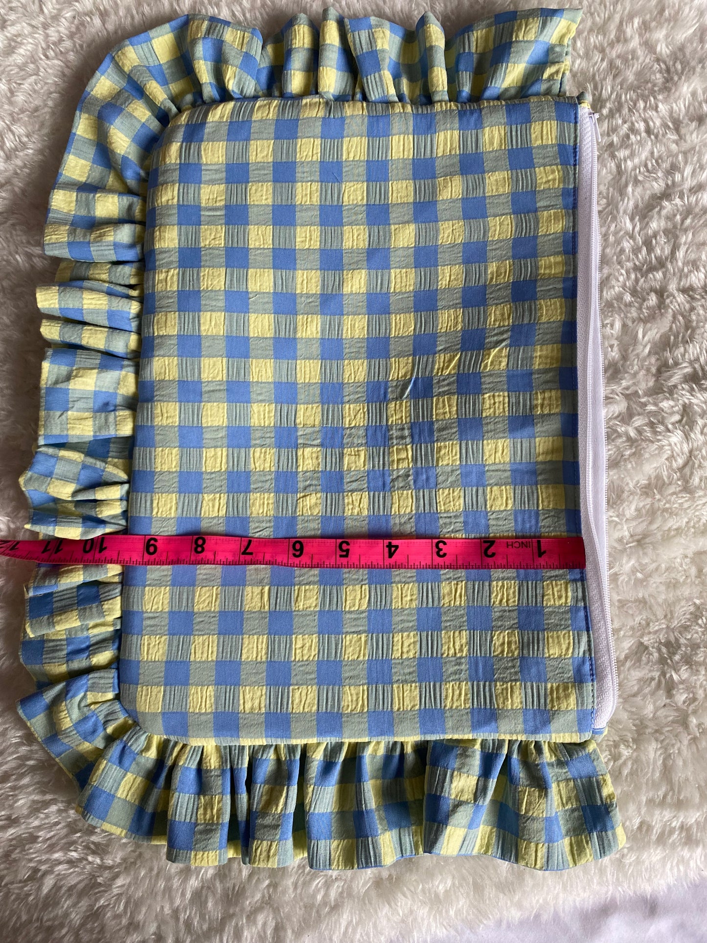 Ruffle Laptop Case- Blue and Yellow Gingham