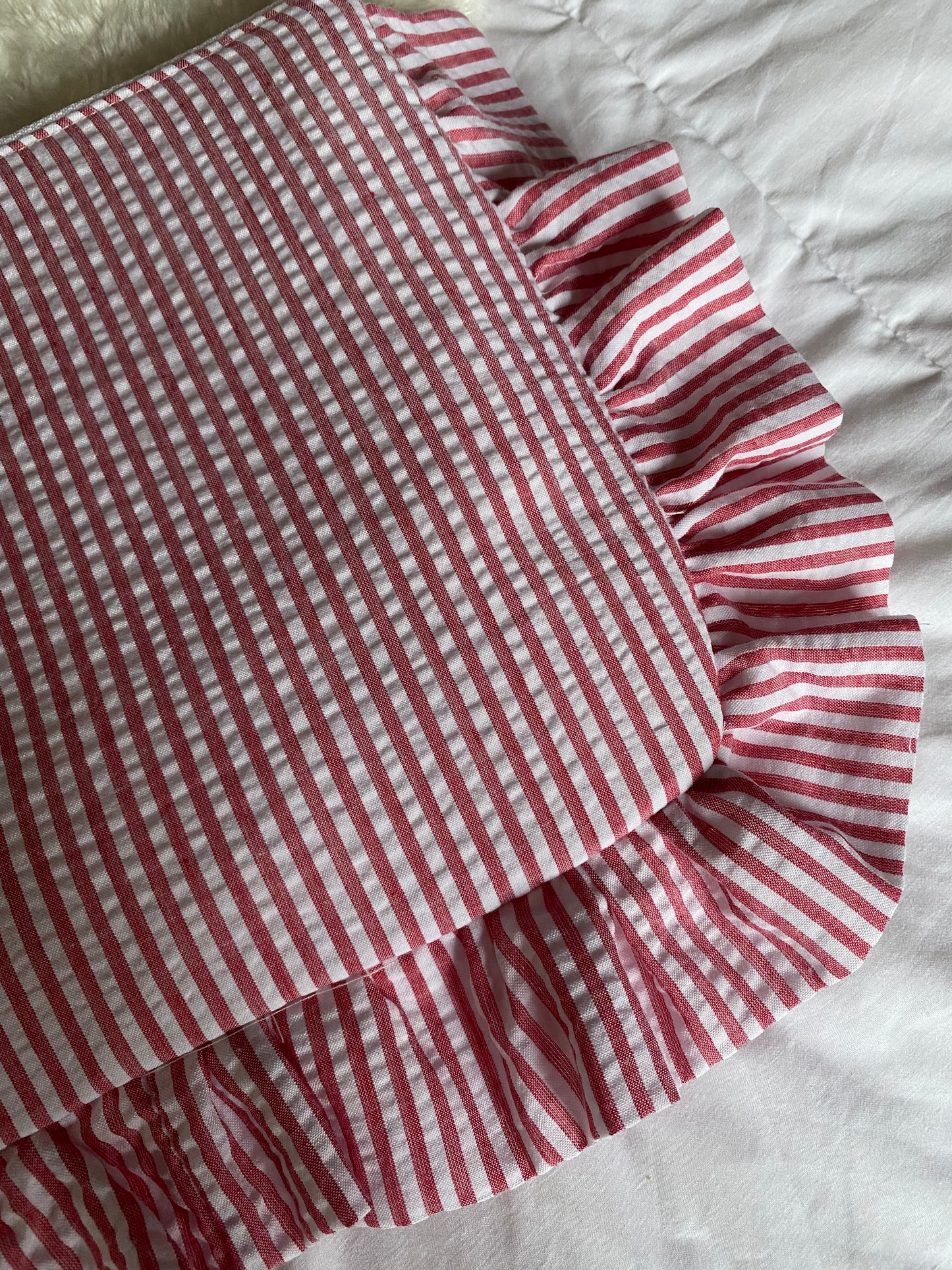 Ruffle Laptop Case- Red and White Striped