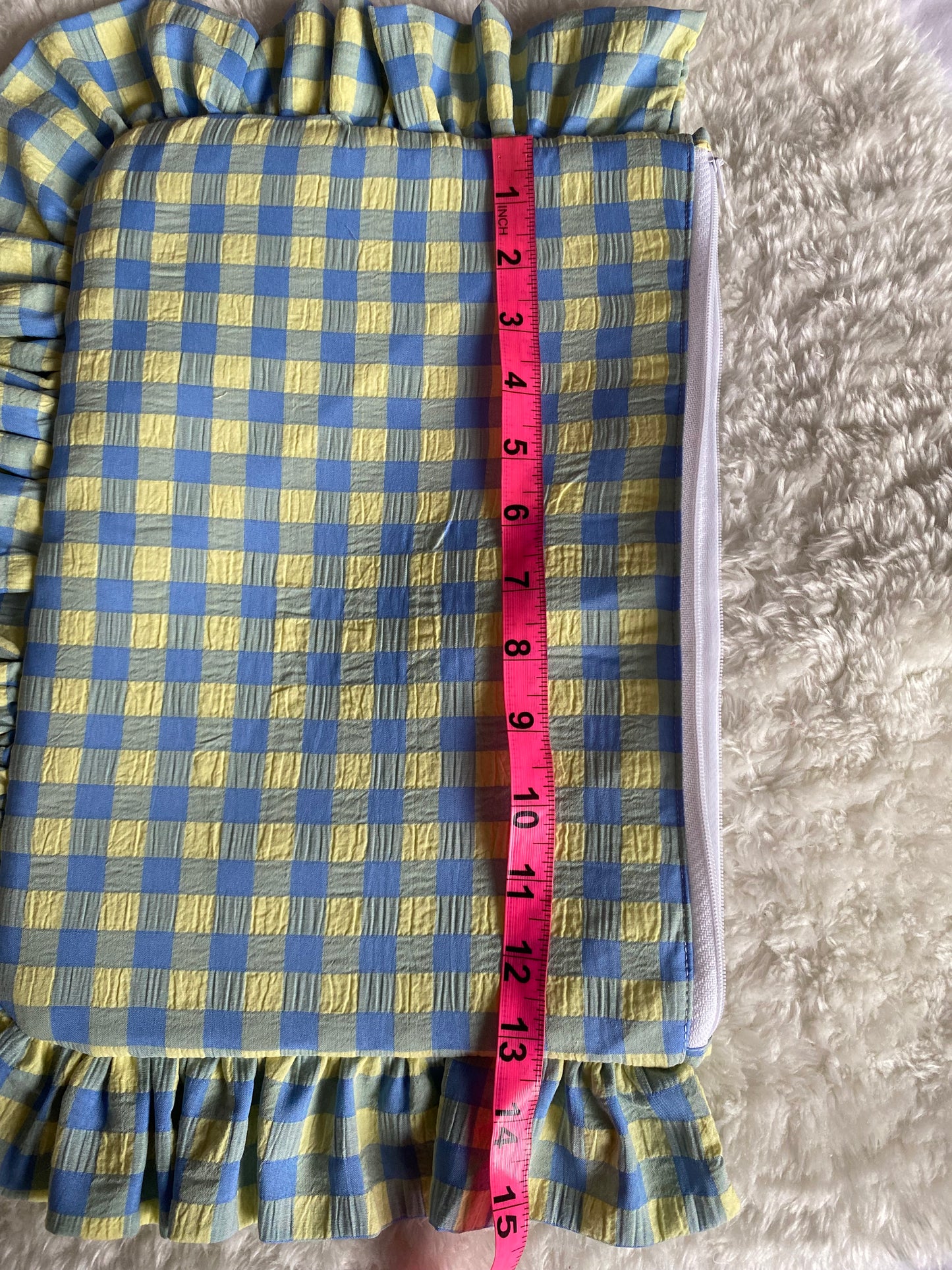 Ruffle Laptop Case- Blue and Yellow Gingham