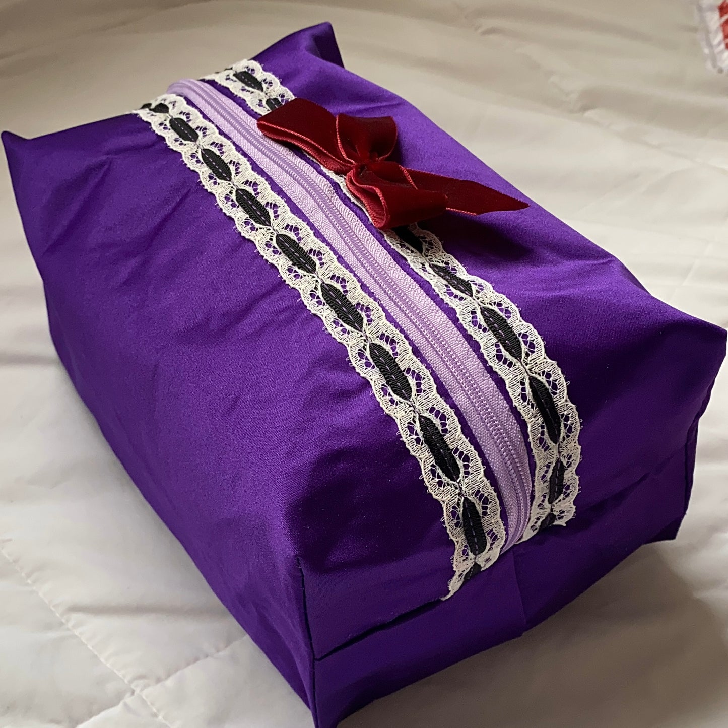 Large Beauty Pouch- Purple Satin