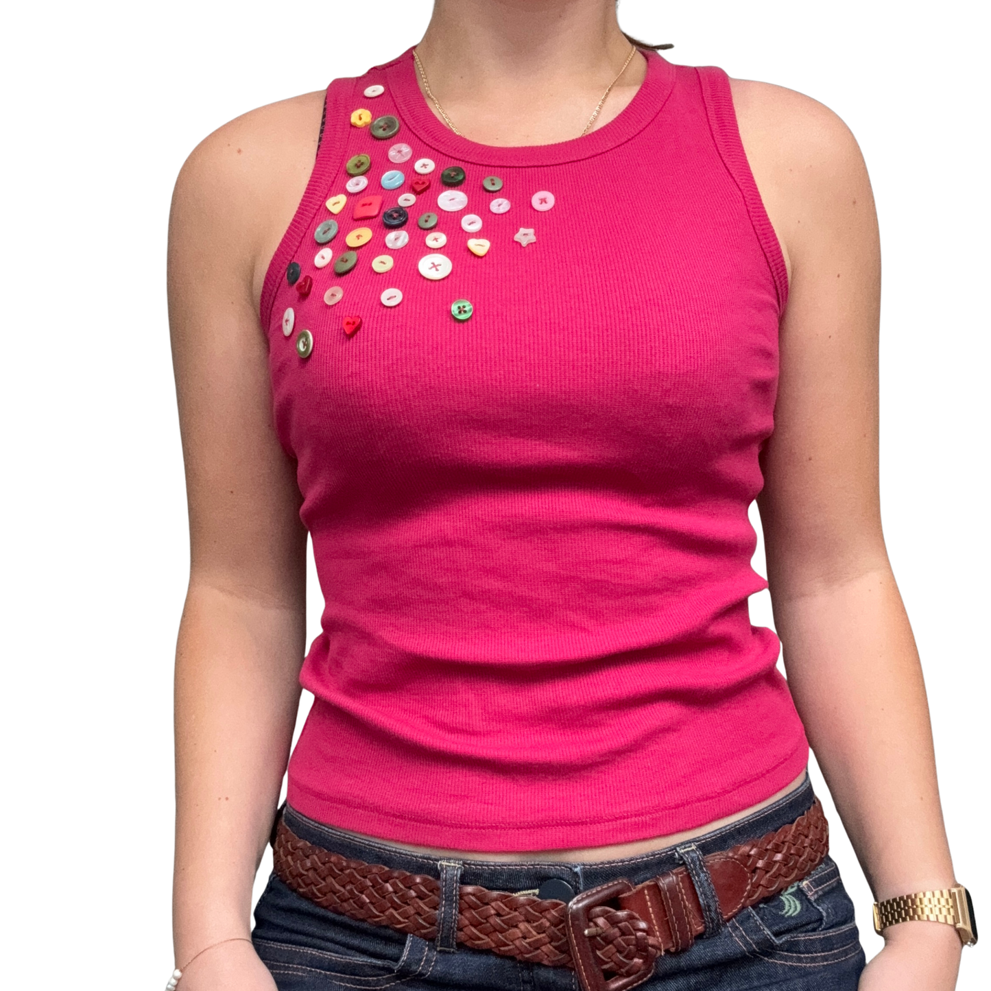 Pink Button Tank