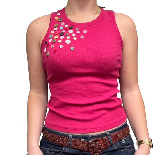 Pink Button Tank