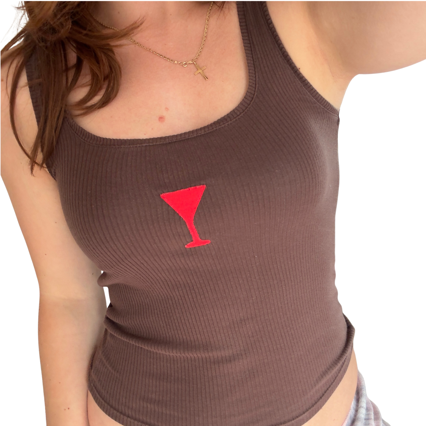 Brown Ribbed Cocktail Camisole