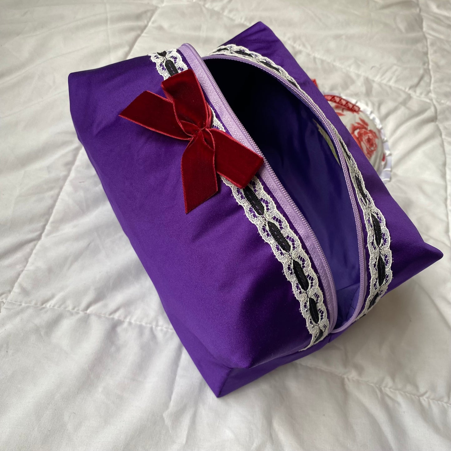 Large Beauty Pouch- Purple Satin