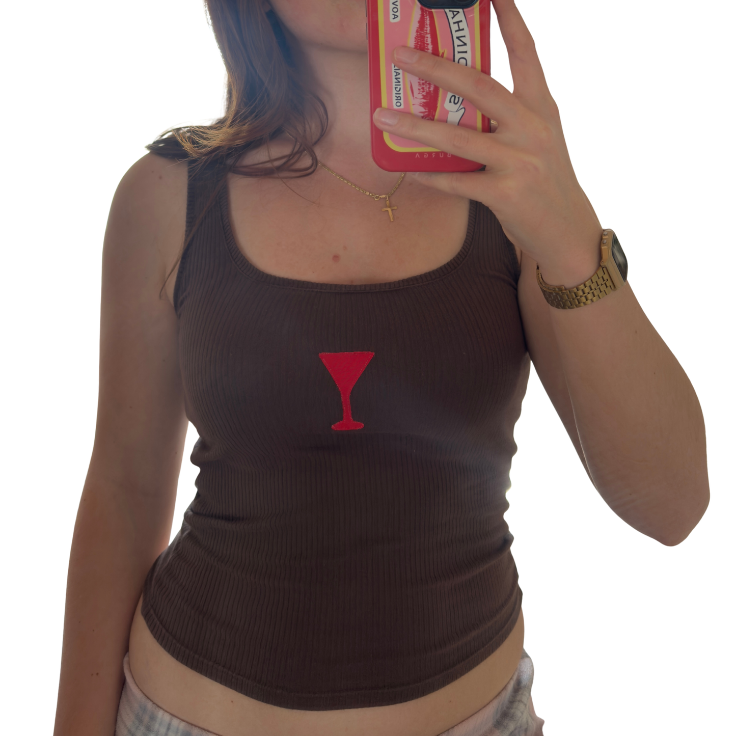 Brown Ribbed Cocktail Camisole