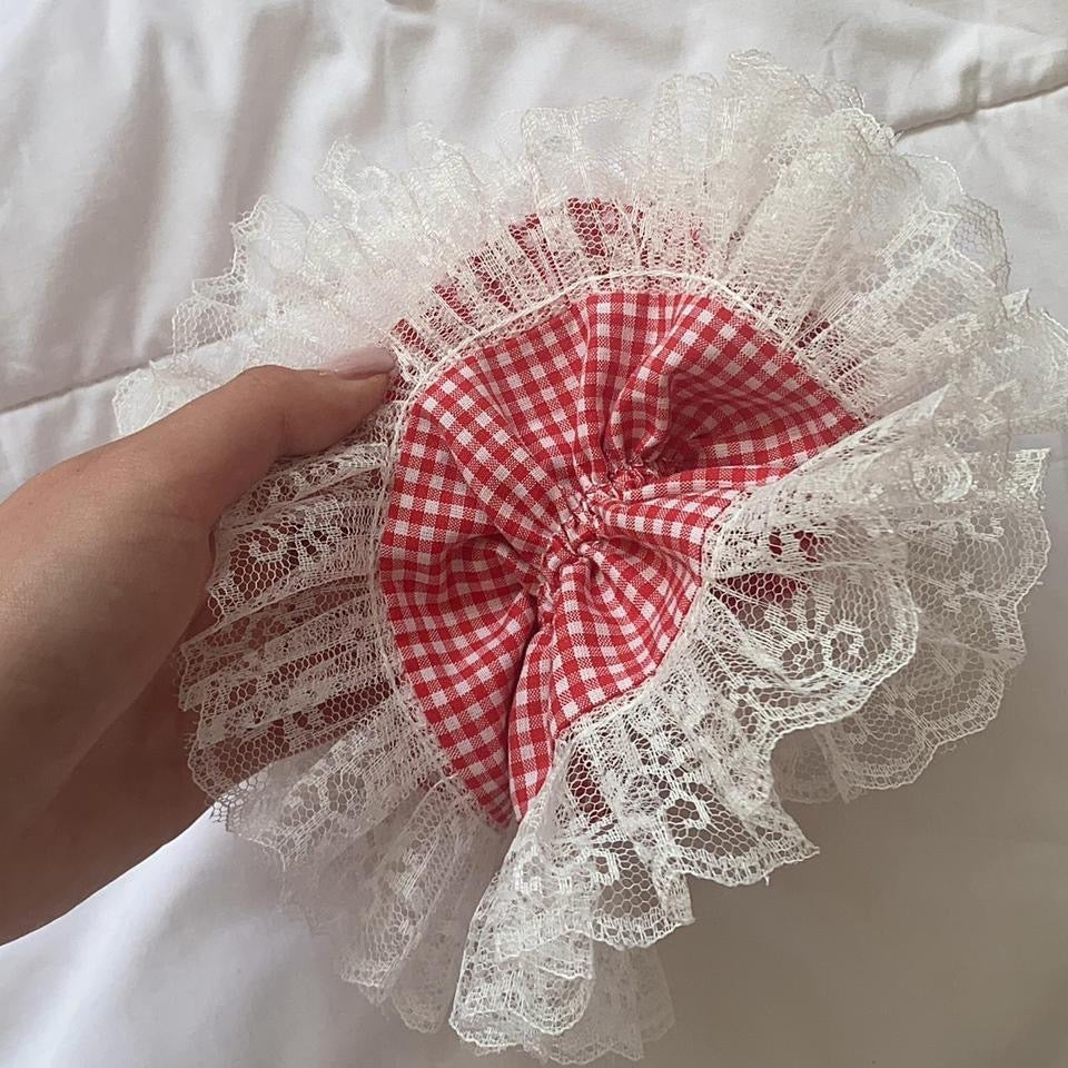 XL Ruffle Scrunchie- Red Gingham