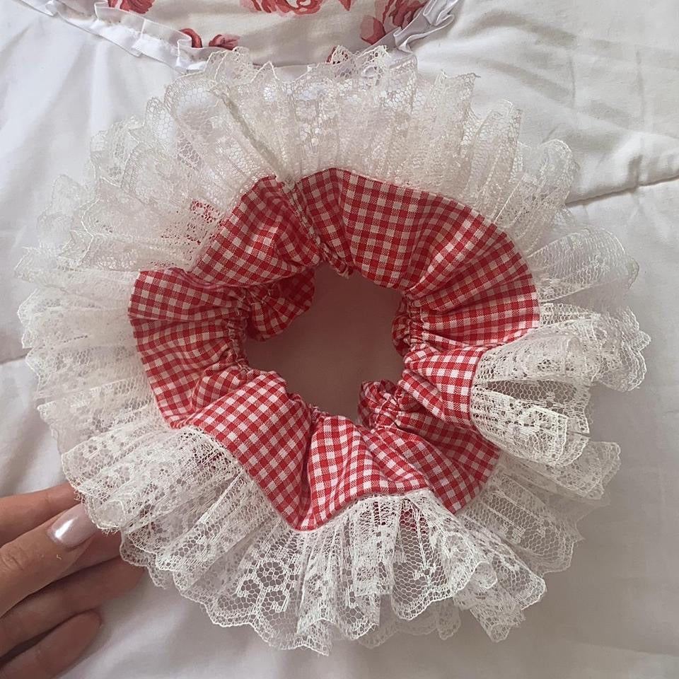 XL Ruffle Scrunchie- Red Gingham