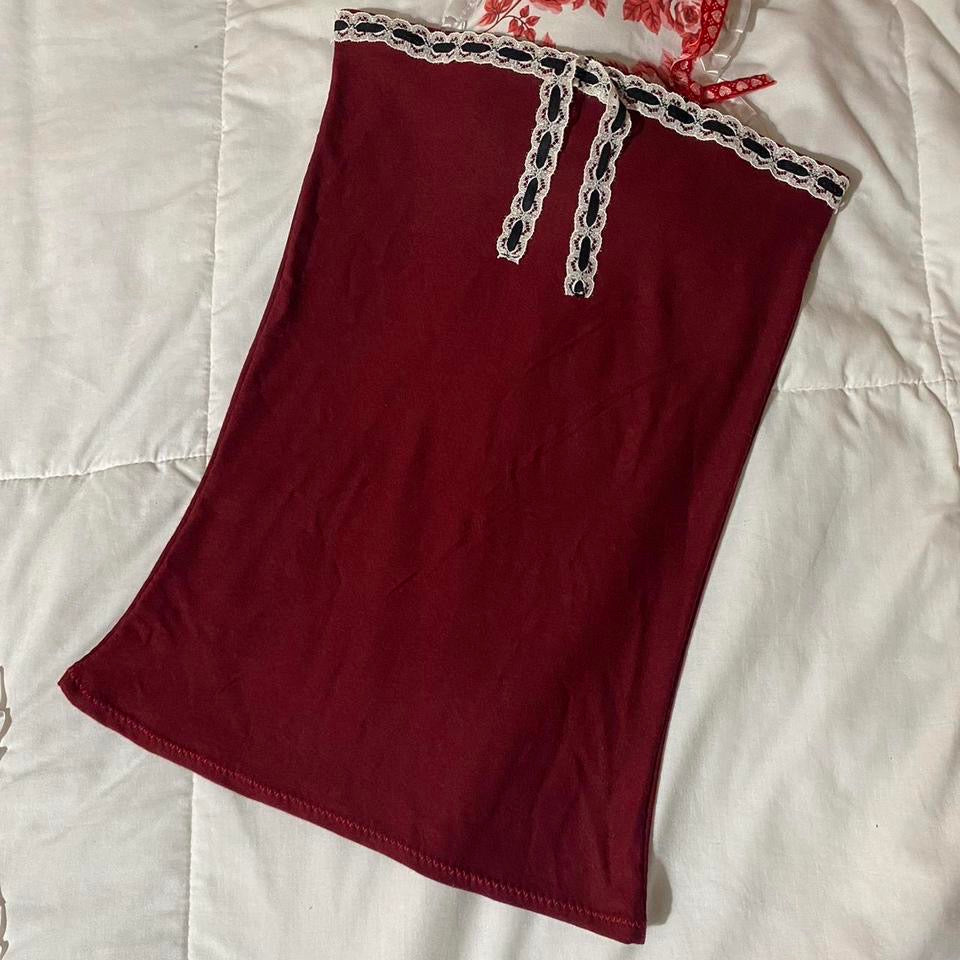 Strapless Top in Wine Red