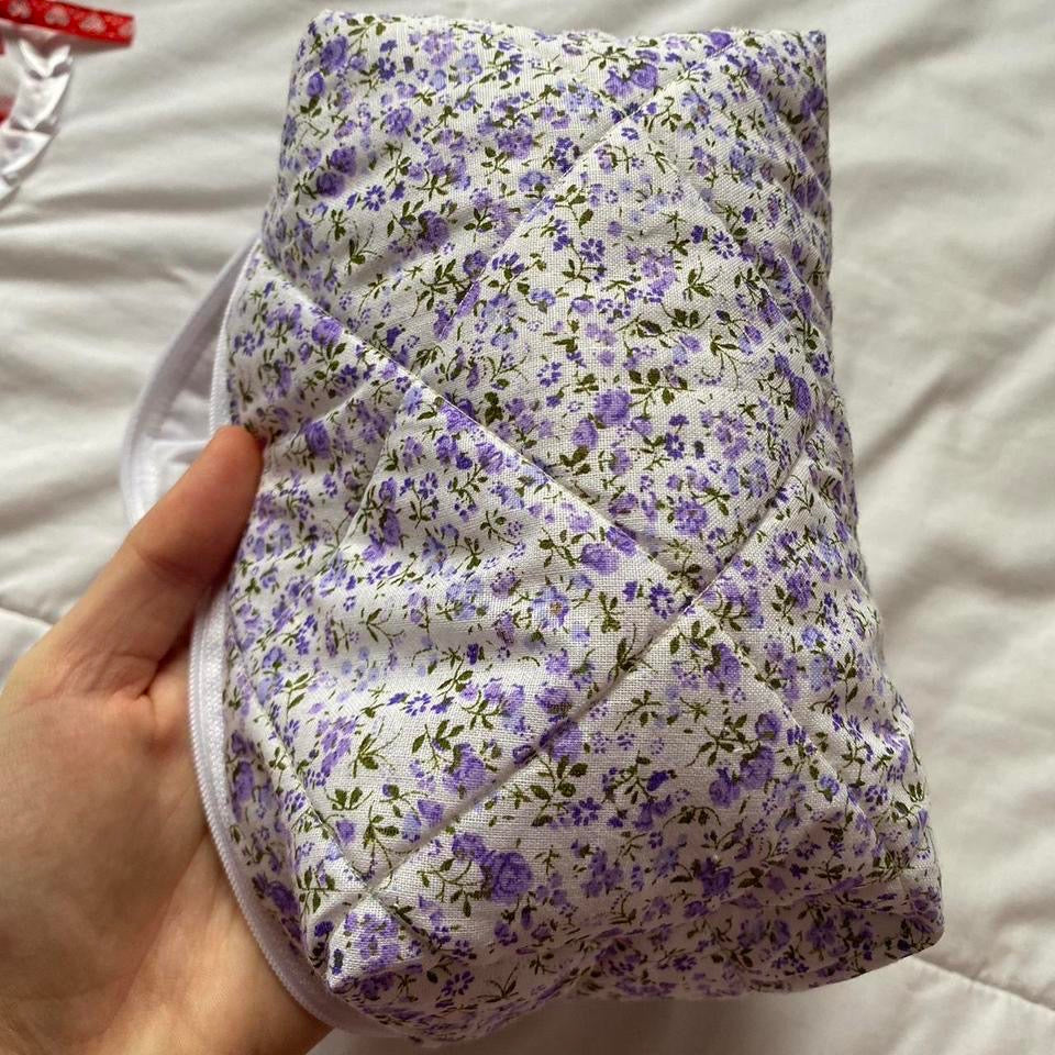 Large Beauty Pouch- Purple Flowers