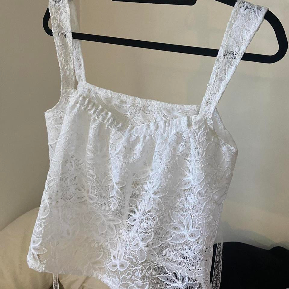 Marie Top in White Lace