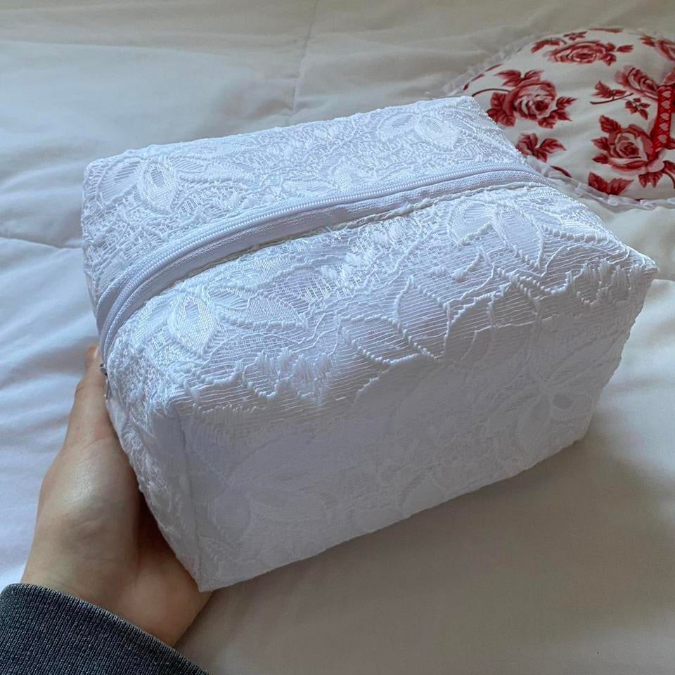 Large Beauty Pouch- Bridal Lace