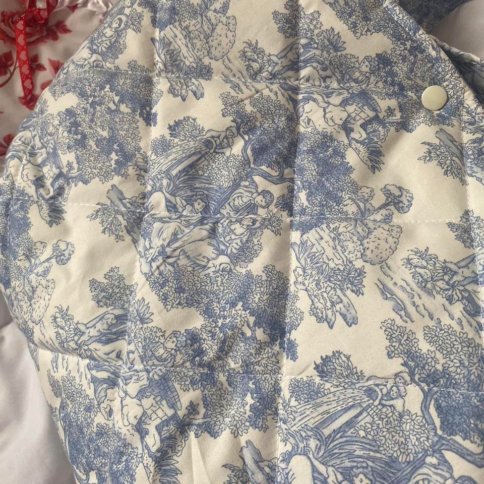 Padded Tote Bag in Blue Toile de Jouy