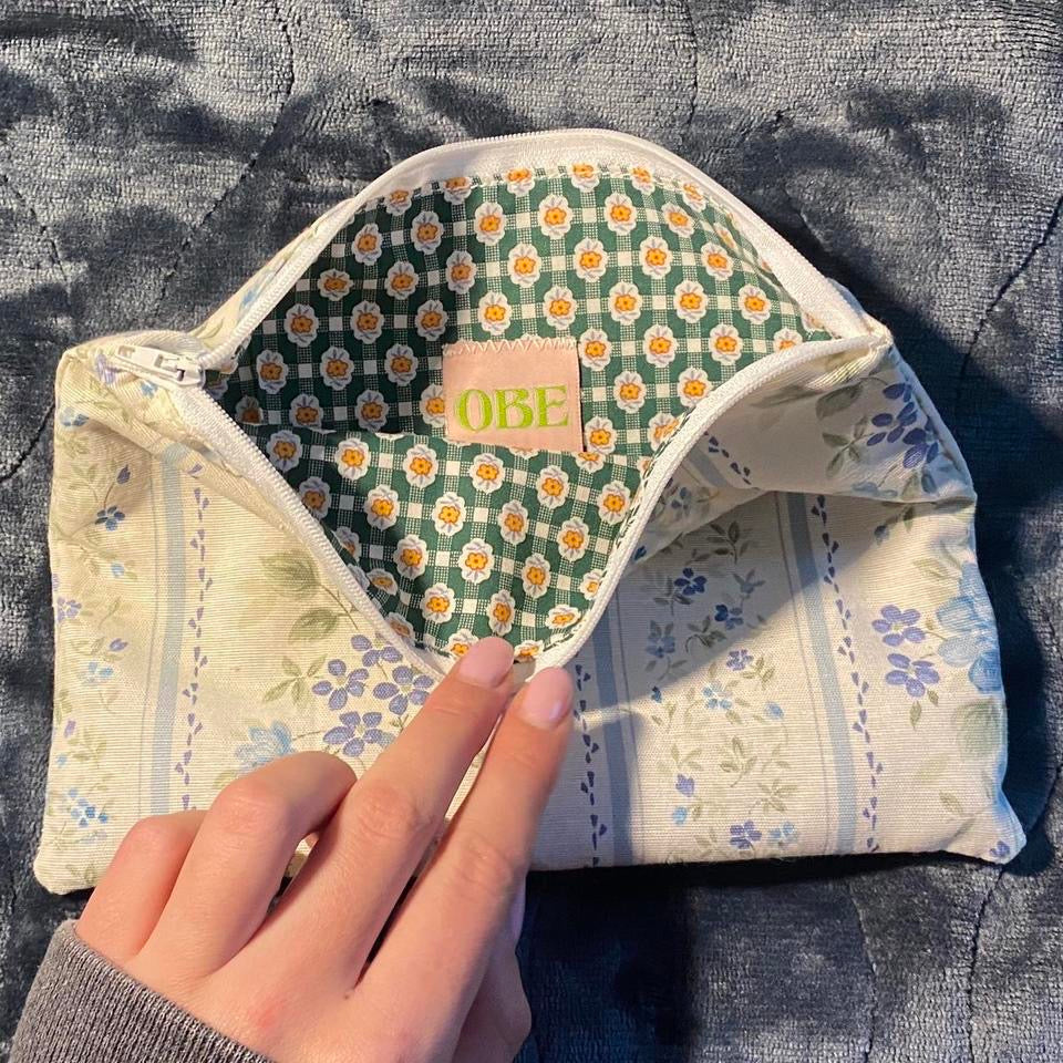 Flat Pouch- Baby Blue Floral Print