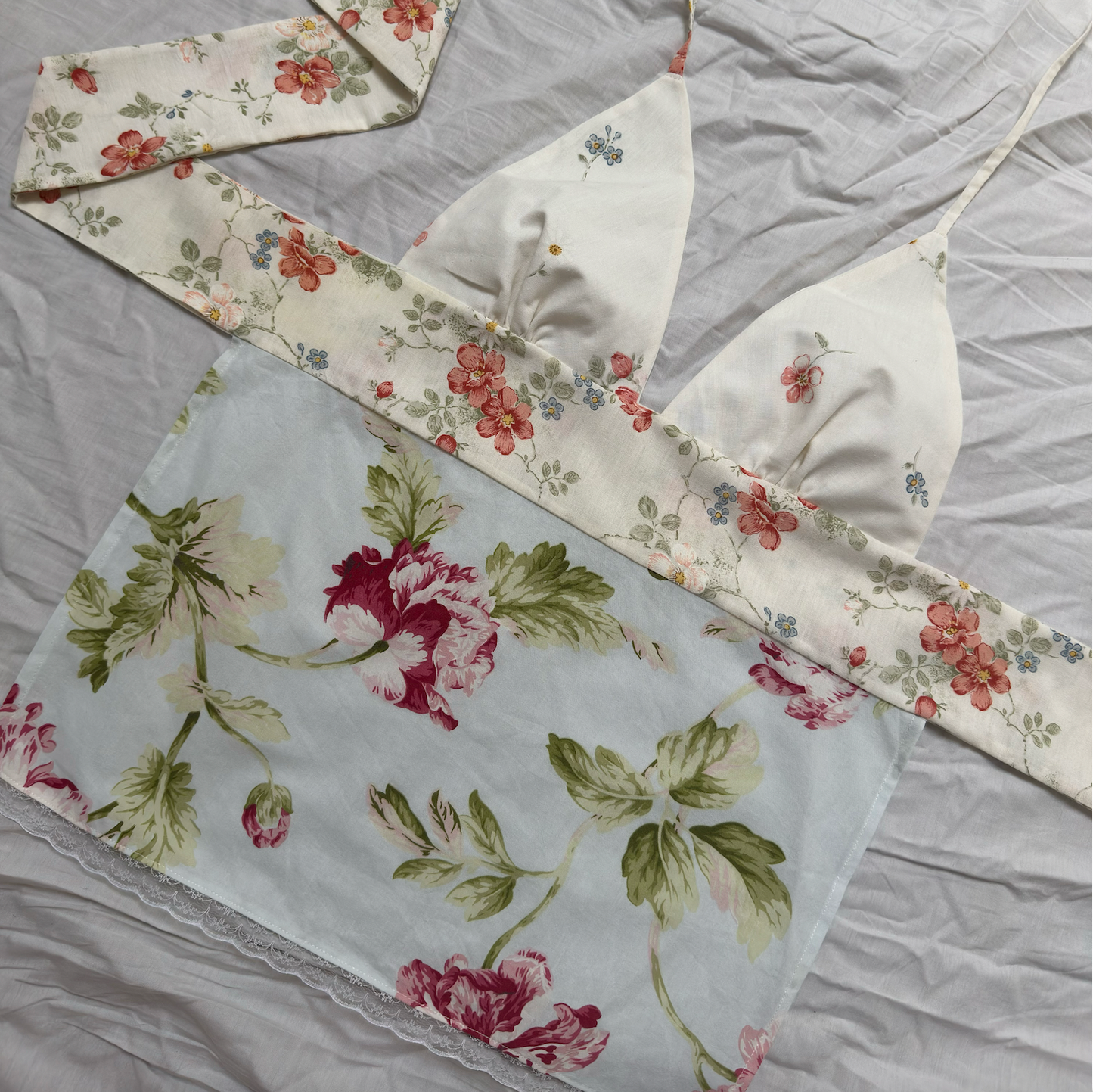 Halterneck Tie Up Top - Funky Florals