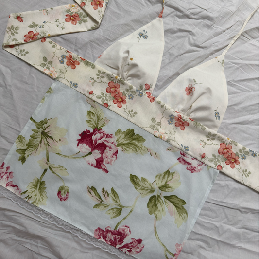Halterneck Tie Up Top - Funky Florals