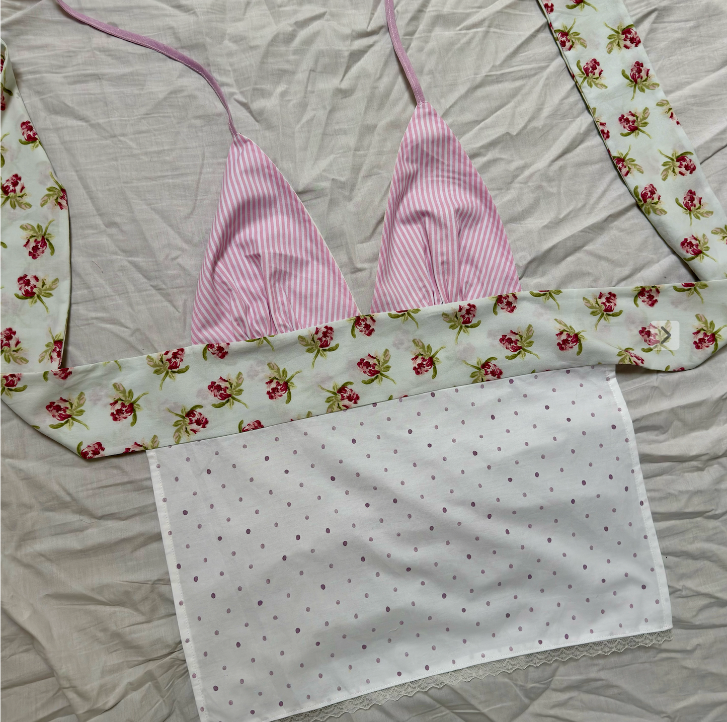 Halterneck Tie Up Top - Stripes and Dots
