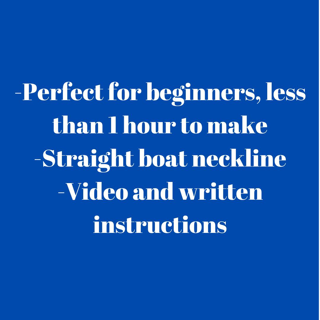 Boat Neck Tank Top Sewing Pattern- Size XS-L