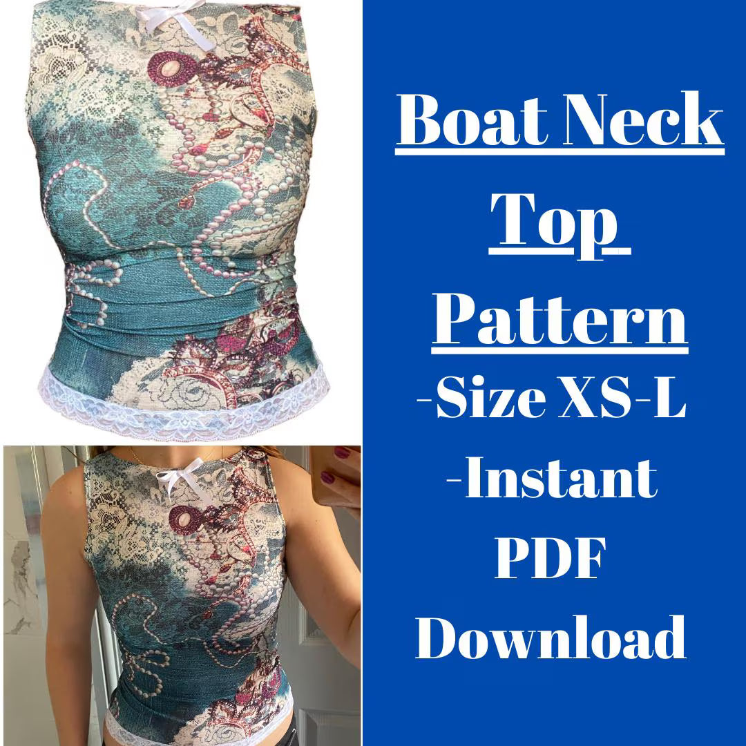 Boat Neck Tank Top Sewing Pattern- Size XS-L