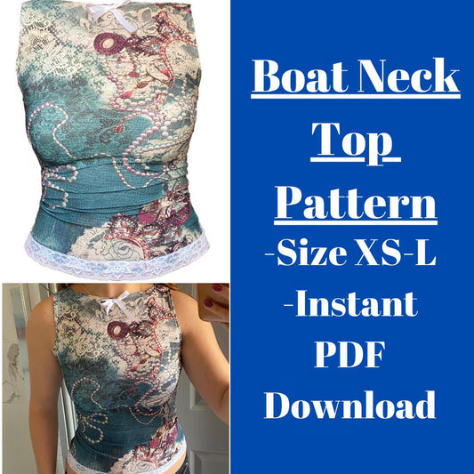 Boat Neck Tank Top Sewing Pattern- Size XS-L